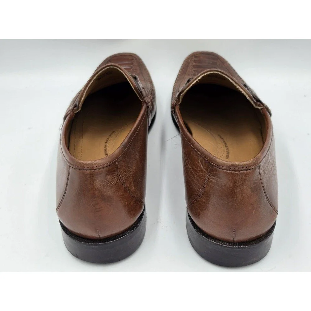 Brass Boot Walking Gloves Men's Brown Leather Alligator Print Loafers Size 10 M